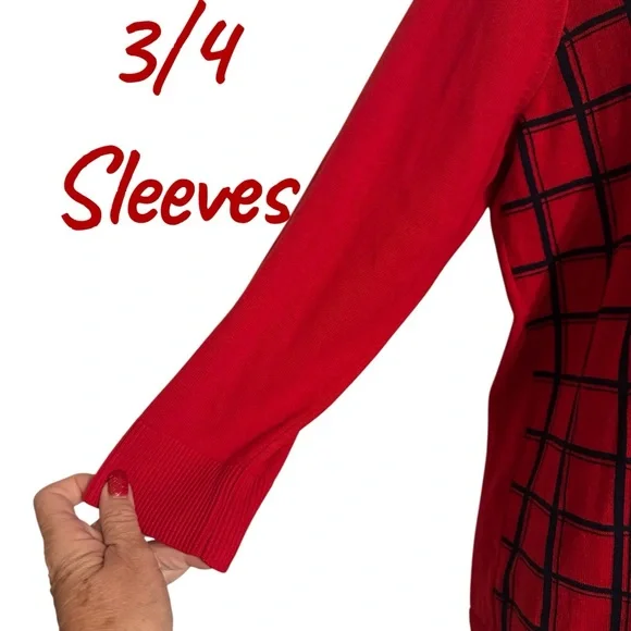 NWT      The Limited Red/Navy Plaid Sweater  LARGE   #4 - Picture 3 of 10